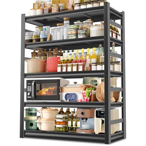 2500LBS Heavy Duty Metal Shelving Unit, 5-Tier Adjustable Kitchen Storage Shelves, Large Pantry Organization Rack for Microwave & Appliances, No-Bolt Utility Rack, 35.4"W x 15.75"D x 71.2"H - size: 5-Tier 35.4" W x 15.75" D x 71.2" H