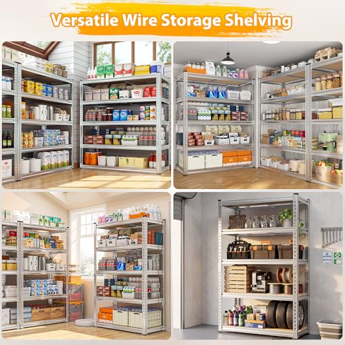 REIBII Storage Shelves 2020LBS Garage Shelving Heavy Duty Metal Shelving Adjustable 5 Tier Pantry Shelves for Garage Closet Kitchen Basement 28" W x 12" D x 59.8" H, 3 Pack - size: 28"W x 12"D x 59.8"H