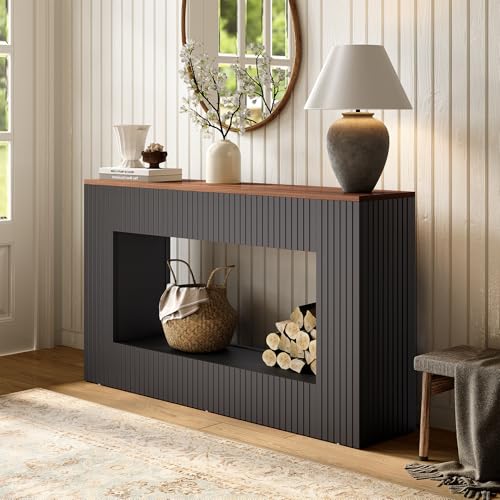 LITTLE TREE Black Console Table for Entryway, 55 Inch Long Narrow Farmhouse Sofa Table with Storage for Living Room, Hallway, Entry, Behind Couch, Entrance, Foyer