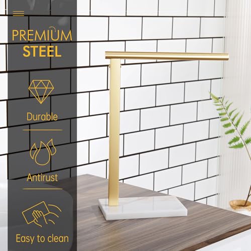 KOKOSIRI Hand Towel Rack Standing Towel Bar with Steady Marble Base for Bathroom Vanity Countertop, Brushed Gold Stainless Steel 15.7'' Height THS0006-BG - color: Brushed Gold, size: 1-Bar