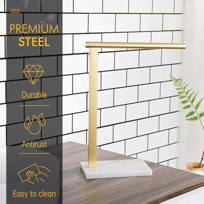 KOKOSIRI Hand Towel Rack Standing Towel Bar with Steady Marble Base for Bathroom Vanity Countertop, Brushed Gold Stainless Steel 15.7'' Height THS0006-BG - color: Brushed Gold, size: 1-Bar