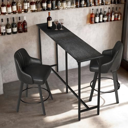 VINGLI 63 Inch Bar Table, Rectangular Counter Height Home Pub Table, Black | High Top, Multi-Scene Use for Kitchen Dining Living Room Sofa Entryway, Wooden Tabletop & Metal Base, Easy to Install - color: Black, size: 63"L