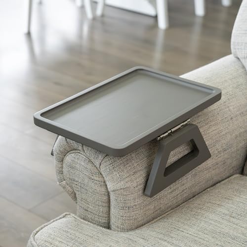 Shamrock Home Bamboo Trayble Couch Arm Table, Clip On Tray Sofa Table for Couches. Sofa Arm Tray, Armchair Table for TV Dinners, Remotes, Drinks and Snacks - 13.75 x 9.5inch, Grey - color: Grey, size: Regular 13.75 x 9.5", style: Bamboo Rectangular