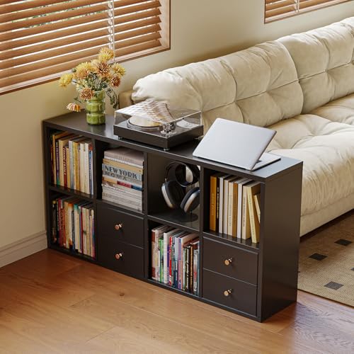 IRONMIX Metal 8 Cube Storage Organizer, Black Short Bookshelf with Storage, Horizontal TV Stand, Modern Cube Storage Shelf Small Cube Bookshelf for Living Room, Office, Library, Study, Easy Assembly - color: Black, size: 1374-8 Cube