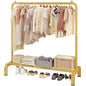 Metal 43.3 Inches Garment Rack with Bottom Shelf Clothing Rack for Hanging Clothes Coats Skirts Shirts Sweaters Gold | Metal 43.3 Inches Garment Rack Clothing Clothes Rack with Bottom Shelf for Hanging Clothes Coats Skirts Shirts Sweaters Gold - color: Go