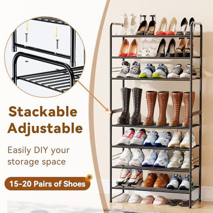 Simple Shoe Rack, 4 Tier Heavy Duty Metal Shoe Shelf 27 Inch Wide, Black - color: Black, size: 4 Tier
