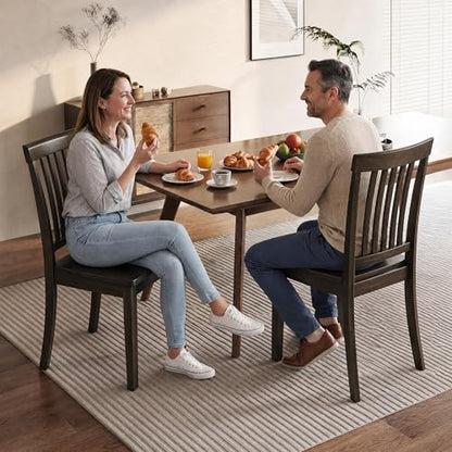 COLAMY Wooden Dining Chairs Set of 2, Farmhouse Dining Room Chairs, Windsor Spindle High Back Side Chairs, Armless Rubberwood Kitchen Table Chairs, Dark Brown - color: Dark Brown, size: Set of 2