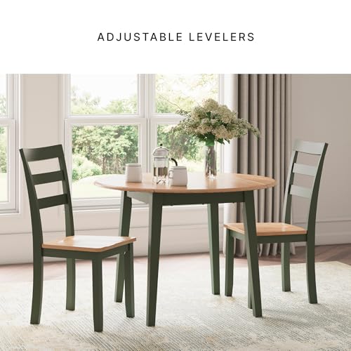 Signature Design by Ashley Gesthaven Green Dining Chairs Set of 2, Ladder Back Wood Kitchen Chairs, Natural Mango Wood Seat, Casual Seating for Dining Rooms - color: Light Brown & Green
