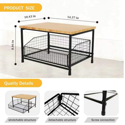 Microwave Stand, Kitchen Counter Top Organizer (Black) | kitchen Shelf Duty Stand , with Bottom Foldable Storage Basket, Small Storage Microwave Shelf - color: Black