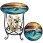 Cinnvoice Outdoor Side Table Round Small Mosaic Patio Accent Indoor End Plant Coffee Tea Table for Yard Patio Porch Garden Living Room, Bedroom(Turtle Style,14 Inch) - size: 14 Inch, style: Turtle Style