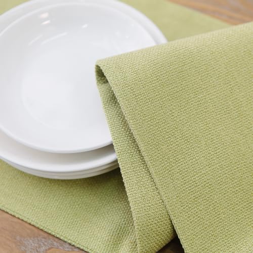 Set of 4,Soft Caddice Faux Linen 2 Side Place Mats Heat Resistant Dining Table Place Mats Kitchen Table Mats 12 x 18 Green - color: Green, size: Rectangular Placemats 12" x 18"