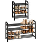 STORAGE MANIAC 4-Tier Expandable Shoe Rack, 16 Pairs Adjustable Shoe Shelf for Closet, Entryway, Hallway, Garage, Dorm, Heavy-duty Metal Shoe Organizer for Small Space, Black