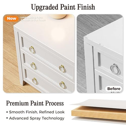 Huuger Paint Night Stand with Charger Station, 3 Drawer Nightstand Set of 2 | Larger Wider Bedside Table with USB-C Port, Modern End Table, for Bedroom, Living Room, White Nightstand - color: White