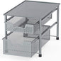 Simple Houseware Stackable 2 Tier Sliding Basket Organizer Drawer, Silver - color: Silver, size: 2-Tier