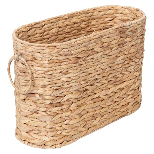 JJSQ Toilet Paper Storage Basket Water Hyacinth Toilet Paper Basket with Handles Large Toilet Papers Storage Container for up to 9 Rolls Bathroom Accessories Organizer (Water Hyacinth) - color: Water Hyacinth