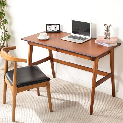 Nnewvante Desk, Bamboo Table with 2 Drawers, Simple Modern Furniture for Home, Office, Computer, Writing, Study, Makeup & Workstation (46''-Brown) - size: 46''-Brown