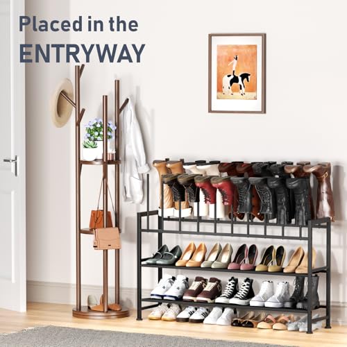 DIMJ Boot Rack 4-Tier - Black Metal Boot Storage Rack Tall Boots Organizer, Multiuse Shoe Rack for Boots, Sneakers, High-Heel, Entryway, Fits 10 Pairs - size: 4-Tier - 10 Pairs