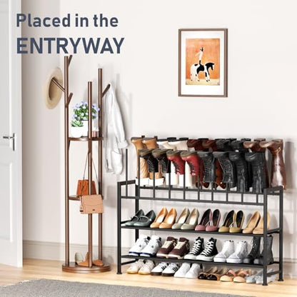 DIMJ Boot Rack 4-Tier - Black Metal Boot Storage Rack Tall Boots Organizer, Multiuse Shoe Rack for Boots, Sneakers, High-Heel, Entryway, Fits 10 Pairs - size: 4-Tier - 10 Pairs