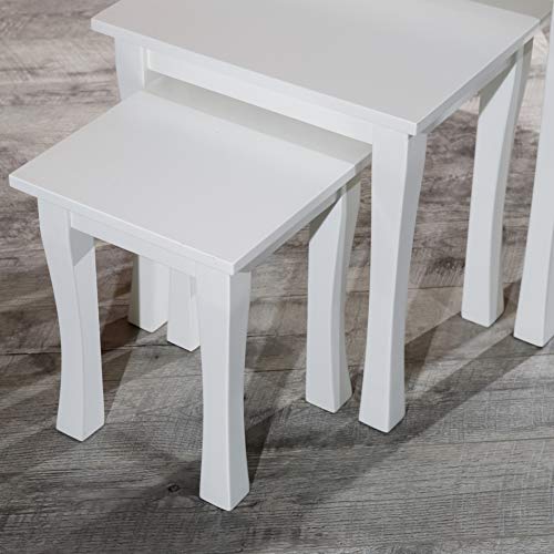 DTY Indoor Living 3-Piece Nesting Tables - Wooden Table Set of 3 for Living Room - Stackable Tables with Sleek White Finish for Stylish and Space-Saving Home Furniture - color: Boulder Design/White Finish