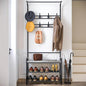 4-in-1 Hall Tree with Shoe Storage Bench, Narrow Entryway Coat Rack and Shoe Bench, Mudroom Shelves with 8 Hooks, Hanging Bar, Gray