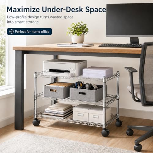 Simple Deluxe 3-Tier Storage Shelves, 750 Lbs Loading Capacity, 24.02" W x 13.78" D x 21.97" H Shelving Unit for Garage, Pantry and Kitchen, Chrome - size: 3-Tier, 24"W x 14"D x 22"H, style: 1 Pack