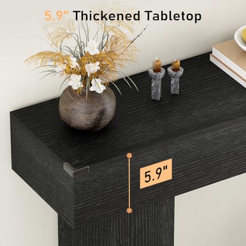 63 Inch Long Console Table for Entryway, Farmhouse Wood Rectangular Sofa Table Behind Couch Table, Narrow Entryway Table for Living Room, Entrance, Hallway, Foyer, Easy Assembly (Charcoal Black) - color: Charcoal Black