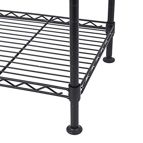4-Tier Wire Shelving Unit, Adjustable Steel Storage Rack with Leveling Feet, Freestanding Metal Shelves, for Kitchen Pantry Closet Laundry Garage, Black - color: Black, 4 Tier-19.69"