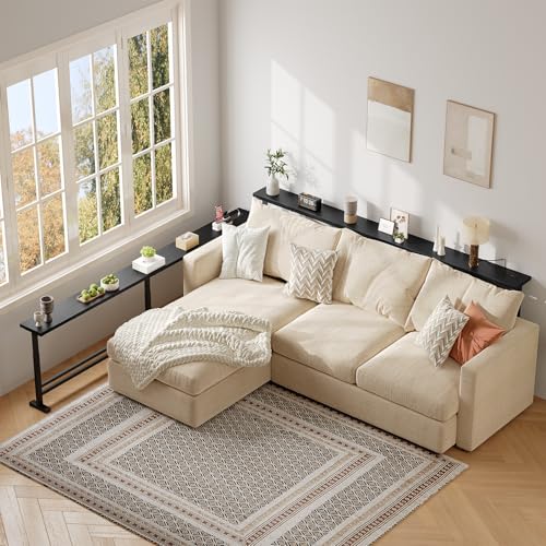 YATINEY 78.7" Console Table with Adjustable Height (27.6"-35.4") and Power Outlet, Skinny Behind Couch Table, Narrow Long Sofa Table for Living Room, Hallway, Entryway, Black CT09UBB - color: Black, size: 78.7"L x 5.9"W x 27.6-35.4"H