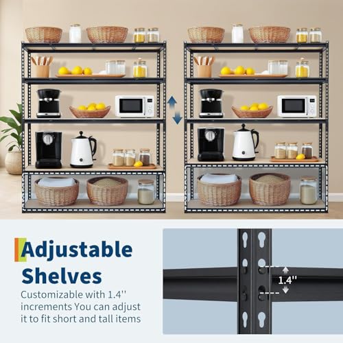 Storage Shelving Unit, 5-Tier Adjustable Metal Storage Shelves, 30" L x 12" W x 60" H Heavy Duty Garage Storage Shelves for Kitchen Pantry Basement Bathroom Laundry - size: 30" L x 12" W x 60" H