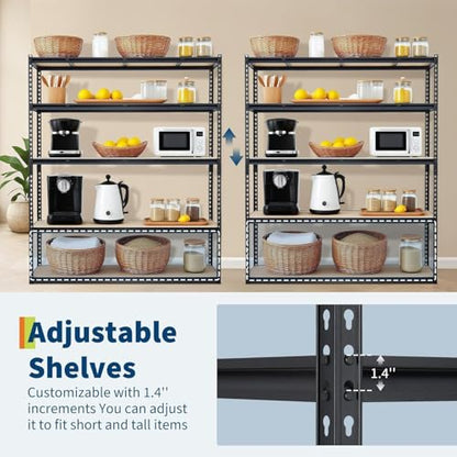 Storage Shelving Unit, 5-Tier Adjustable Metal Storage Shelves, 30" L x 12" W x 60" H Heavy Duty Garage Storage Shelves for Kitchen Pantry Basement Bathroom Laundry - size: 30" L x 12" W x 60" H