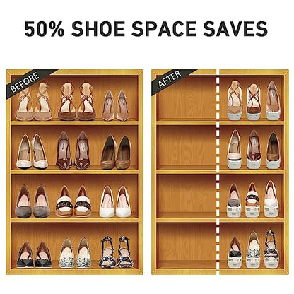 NVGSN Shoe Slots Organizer 12 Pack - Shoe Stackers for a Pair of Shoes, shoe Storage Shoes Space Savers 50%, 4 Levels Adjustable Thickening Double Layer shoes Holders shoe Organizer for Closet, White | 4 Levels Adjustable shoe Organizer for Closet Organiz