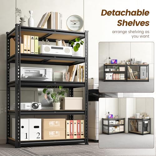 DurayLoly 5-Tier Storage Shelves,1980LBS Heavy Duty Metal Shelving Unit,Adjustable Pantry Shelves Storage Rack for Kitchen Closet Laundry Living Room,59.8" H x 27.55" W x 11.81" D - size: 59.8" H x 27.55"W x 11.81" D