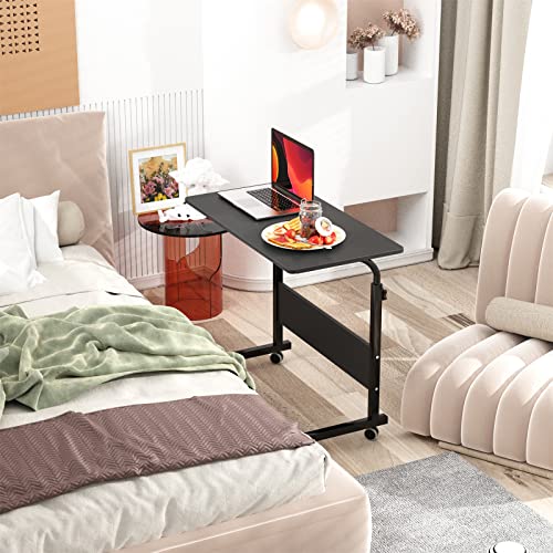 Side Table with Wheels, Home Snack Side Table with Castors Mobile End Table,Black,05#1-80BK-S8-US - color: Black, size: 31.5 inches