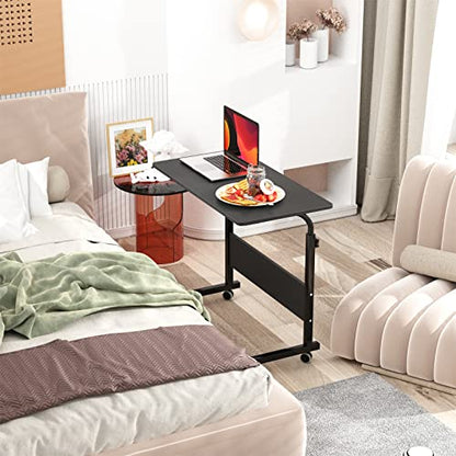 Side Table with Wheels, Home Snack Side Table with Castors Mobile End Table,Black,05#1-80BK-S8-US - color: Black, size: 31.5 inches
