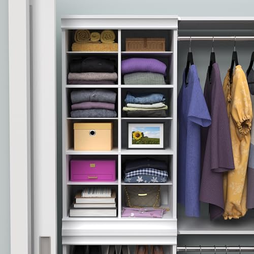 ClosetMaid Modular Storage Shelf Unit with 12 Adjustable Shelves & Dividers, White - color: White