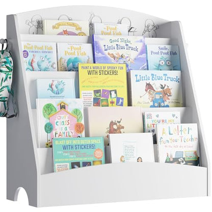 NACHES 5-Tier Kids Bookshelf - Toddler Book Display Shelves, Montessori Bookshelf for Kindergarten, Nursery, Bedrooms, Classrooms - Wooden Children Book Display (White) - color: White