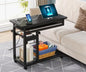 Tribesigns Small Portable Desk with Power Outlet, Height Adjustable Sofa Couch Bedside Laptop Table with Wheels, Mobile Standing Desk Rolling Computer Cart C Side Table with USB Ports - color: Black