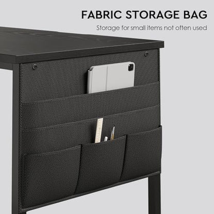 Ｍａｉｈａｉｌ Maihail Small Desk with Drawers, 40 inch Computer Desk with Shelves, Writing Desk with Storage, Small Office Desk with Metal Frame, Black - color: Black, size: 40 inch