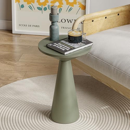 COZAYH Small Pedestal End Table Round Farmhouse Martini Table Wood Plant Stand Rustic Drink Table for Small Space Living Room, Sage Green - color: Sage Green