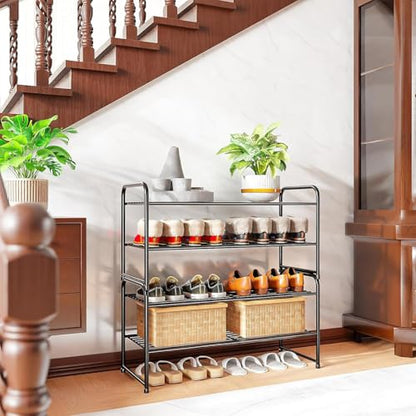 Shoe Rack 2 Tier 33” Heavy Duty Metal Closet Shoe Organizer Shelf,Black - color: Black, size: 2 Tier(32 inch)