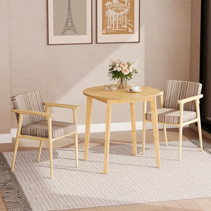 HOOBRO Bamboo Dining Table, Round Dining Table for 2, 27.5" Kitchen Table for Small Space, Writing Table, Easy to Assemble, for Dining Room, Living Room, Office, Kitchen, Apartment, Natural YL71CZ01G1 - color: Natural