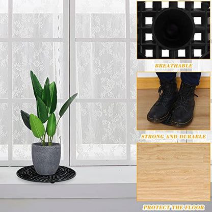 4 Pcs Black Plastic Plant Pot Holder, Heavy Duty Stand for Indoor/Outdoor (4x30cm/12inch)