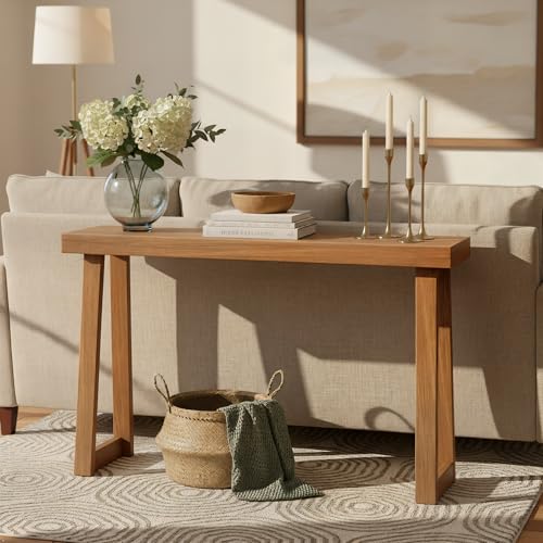 Plank+Beam Classic Console Table, 56 Inch, Pecan | Non-Toxic Finishes, Versatile Design, Elegant Details, Easy Assembly, Quick Setup, Solid Wood - color: Pecan, size: 56" Console Table
