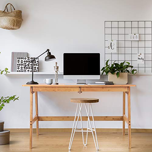 Nnewvante Writing Computer Desk 46" Bamboo Home Office Table with 2 Drawers, Modern Furniture Simple Study Makeup Workstation - size: 46''-Bamboo