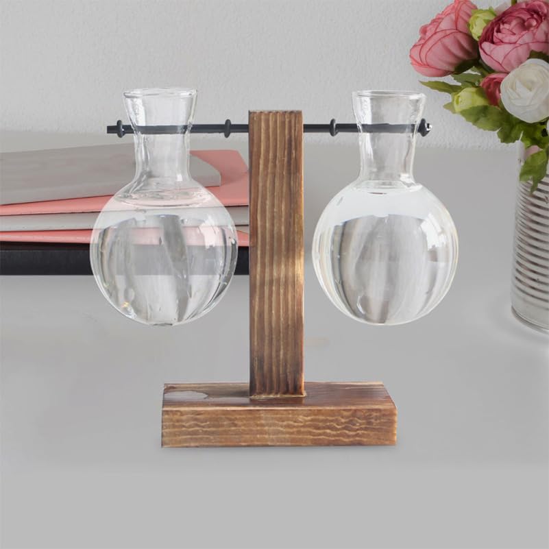 Toddmomy Clear Glass Planters 2Pcs Hydroponic Glass Vase for Indoor Plants Terrarium Plants Flower Holder Suspended Vase Decor for Home Office Table Centerpieces