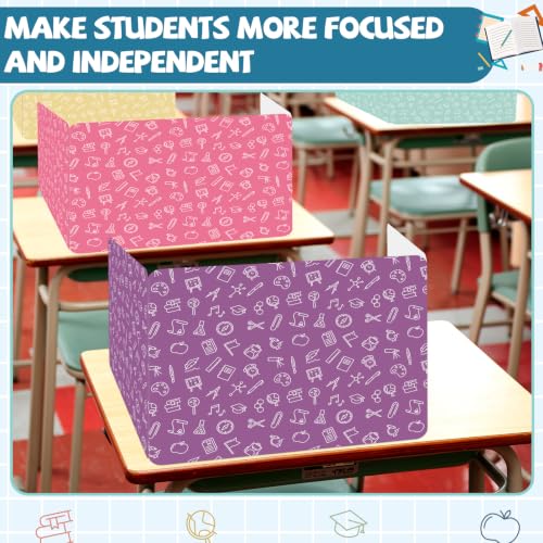 gisgfim 24 Pack Privacy Shields for Student Colorful Motivational Desk Dividers Durable Privacy Folders Testing Divider Shield Study Board Panel Partition for Classroom Teacher Back to School Supplies - style: Bright Pastel