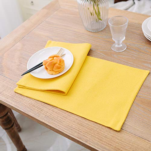4 Piece Soft Handmade Faux Linen Place Mats Heat Resistant Dining Table Place Mats Kitchen Table Mats 12x18 Yellow - color: Yellow, size: Rectangular Placemats 12" x 18"