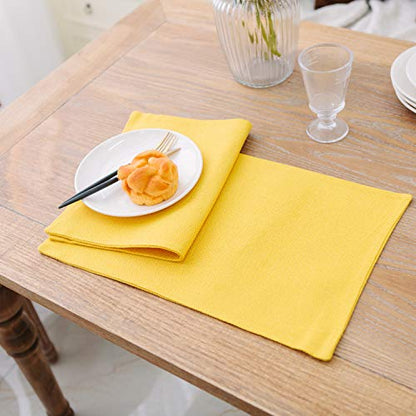 4 Piece Soft Handmade Faux Linen Place Mats Heat Resistant Dining Table Place Mats Kitchen Table Mats 12x18 Yellow - color: Yellow, size: Rectangular Placemats 12" x 18"
