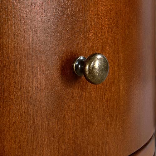 Round Solid Wood End Table with 2 Drawers and Fully Assembly | Beside Table for Couch, American Style Nightstand for Bedroom, Telephone Table for Living Room, Small Space Accent Table - size: 20.1" H End Table