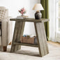 Solid Wood End Table for Living Room, Narrow Small Side Table with 2-Tier Storage, Farmhouse Bedside Nightstand for Bedroom, Small Places, Washed Brown (1PCS) - color: Washed Brown